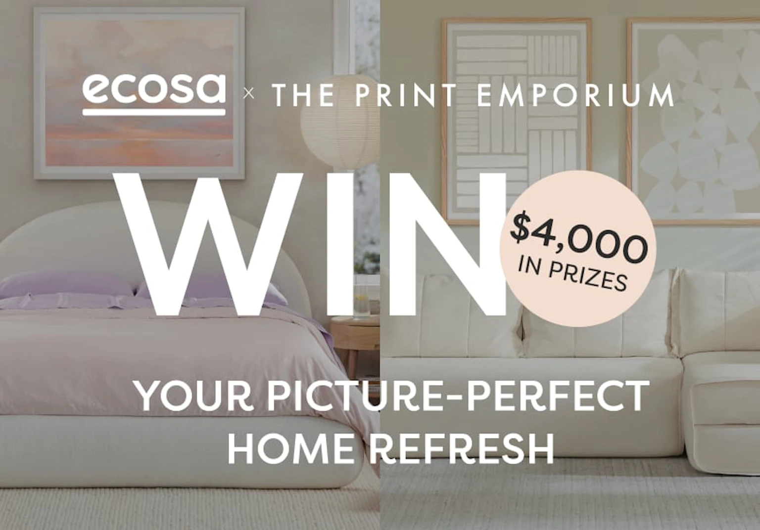 Ecosa x The Print Emporium: win your picture-perfect home refresh, $4,000 in prizes