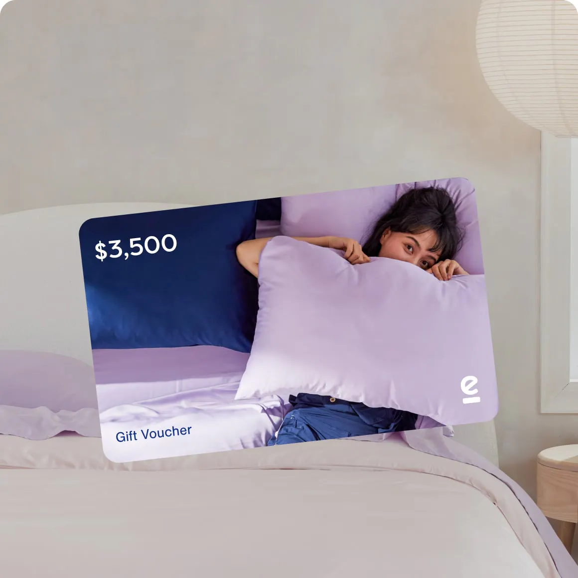 $3,500 Ecosa gift voucher on a made bed