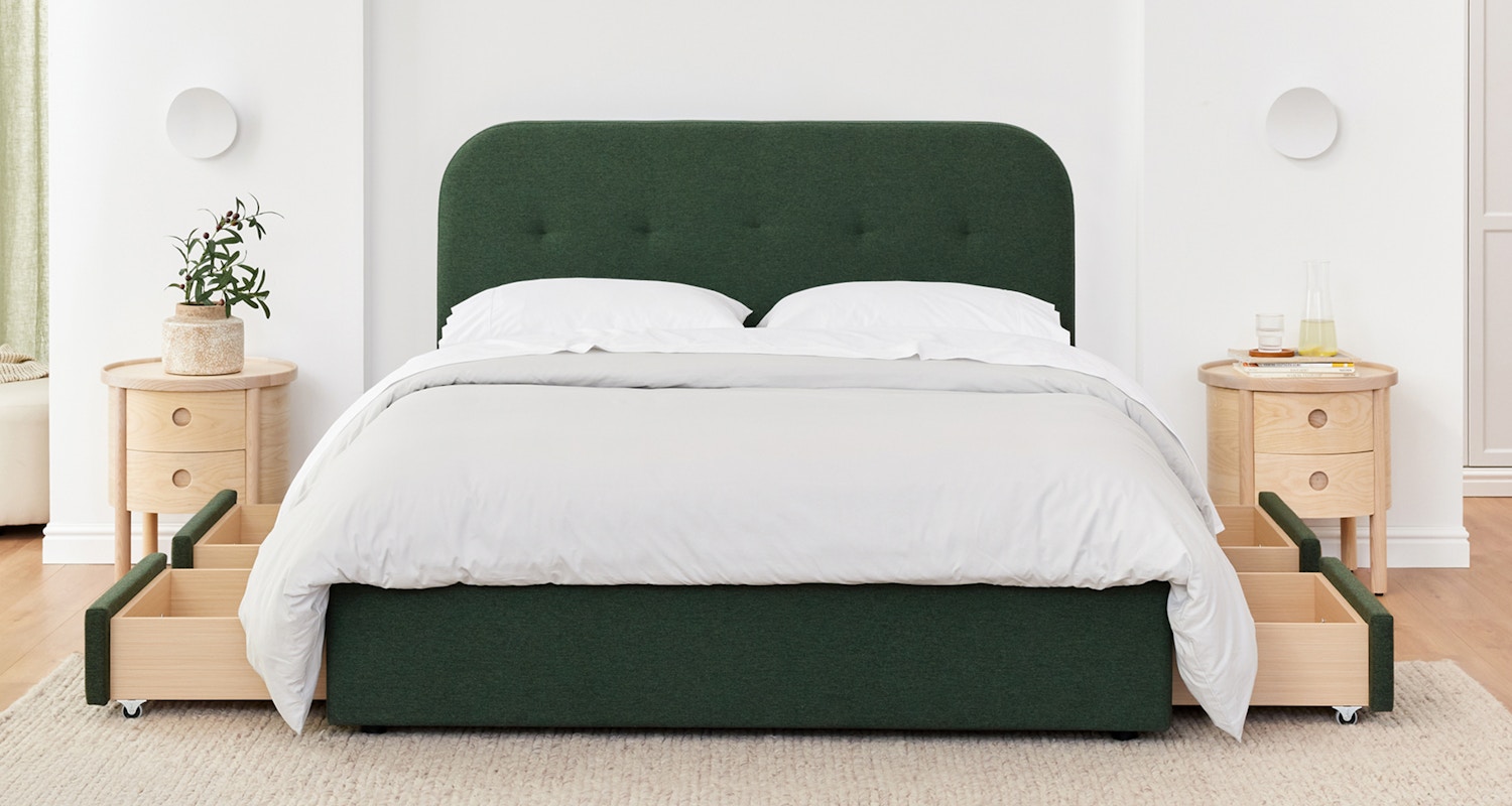 cove storage bed frame evergreen 1