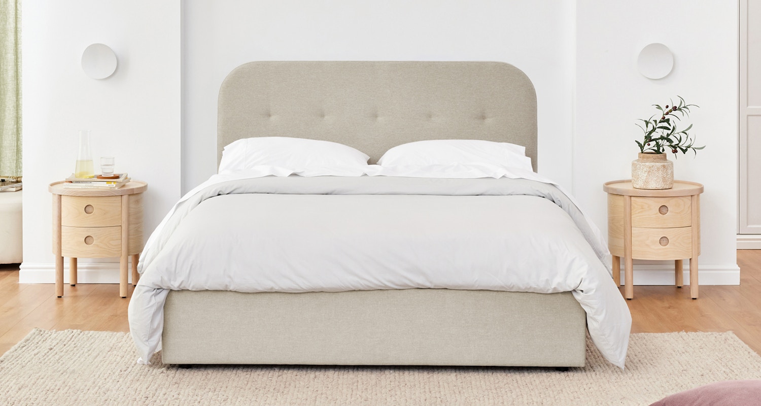 cove storage bed frame oyster shell 1