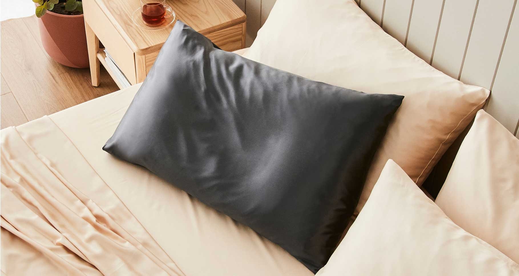silk pillowcase charcoal 1