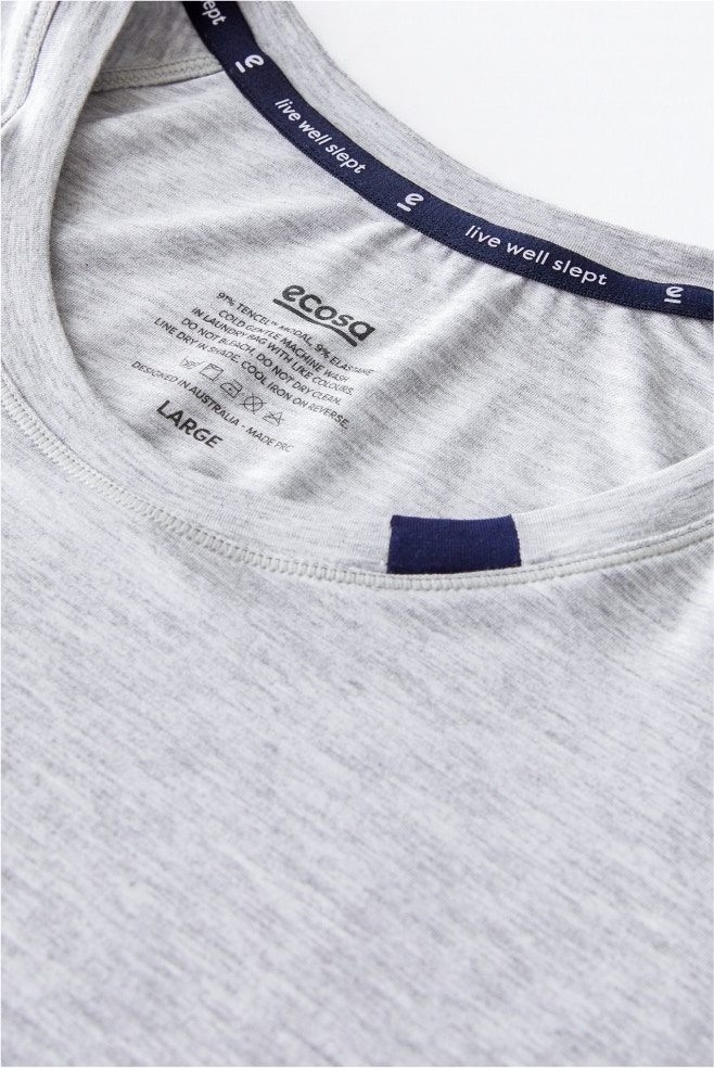 mens modal sleep tee grey marle L 6