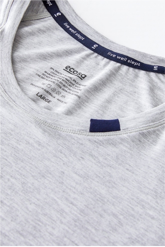 mens modal sleep tee grey marle S 6