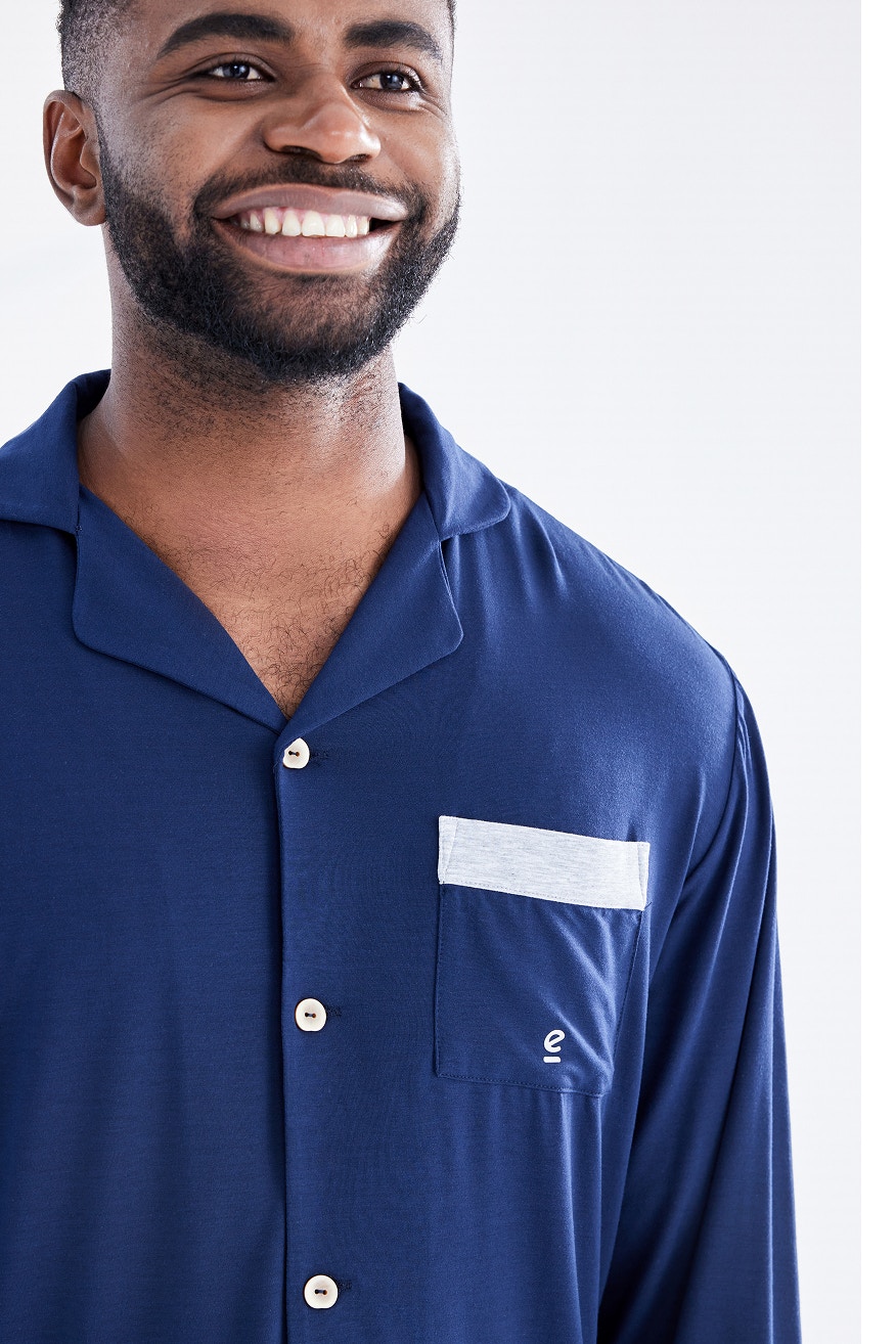 mens dreamsoft long sleeve sleep shirt navy 2