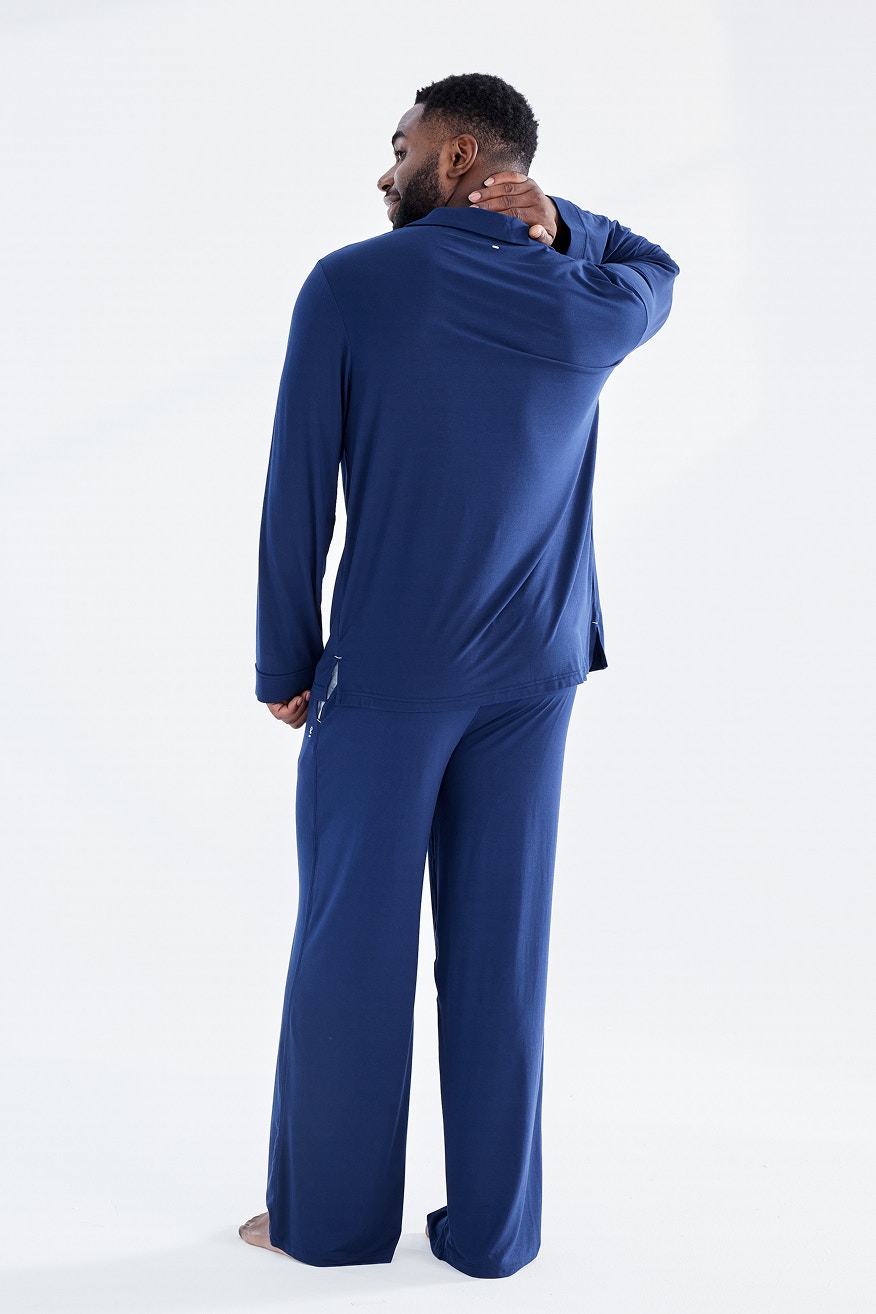 mens dreamsoft long sleeve sleep shirt navy 4
