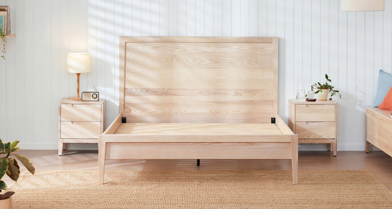Bedded Ridge Ridge Timber Bed Frame - Solid Ash Timber - Ecosa