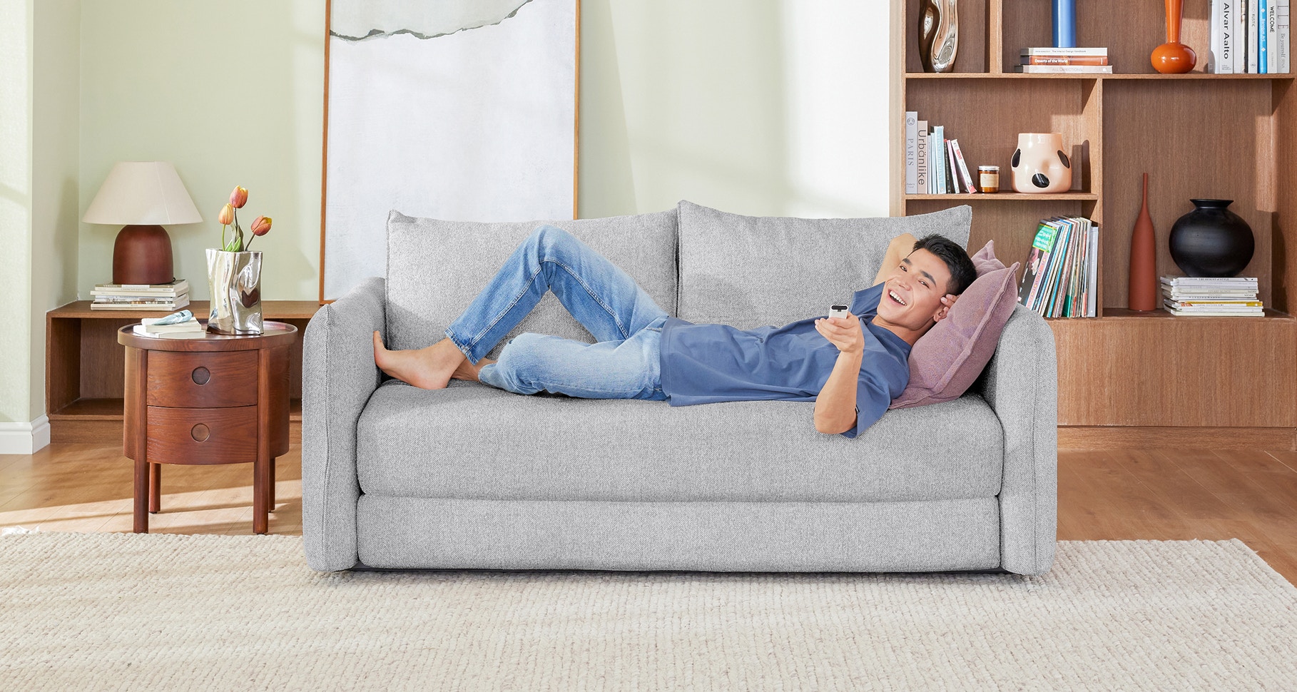 willow sofa bed feather grey 1