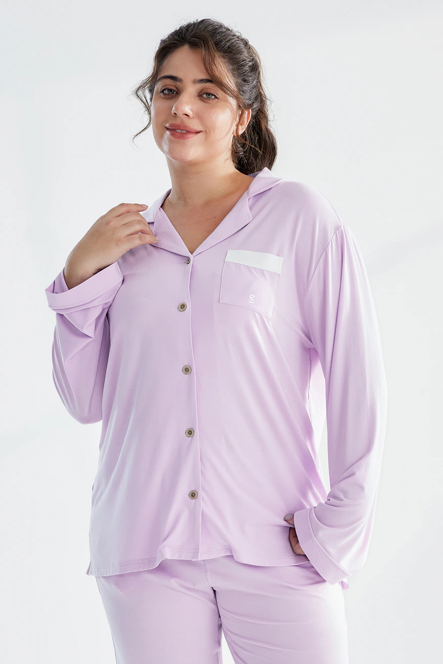 womens dreamsoft long sleeve sleep shirt lavender 1