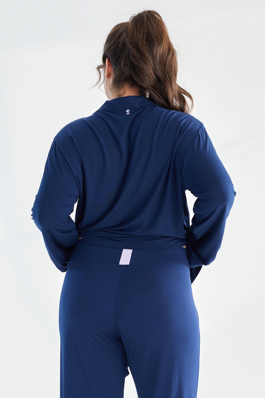 womens dreamsoft long sleeve sleep shirt navy 4