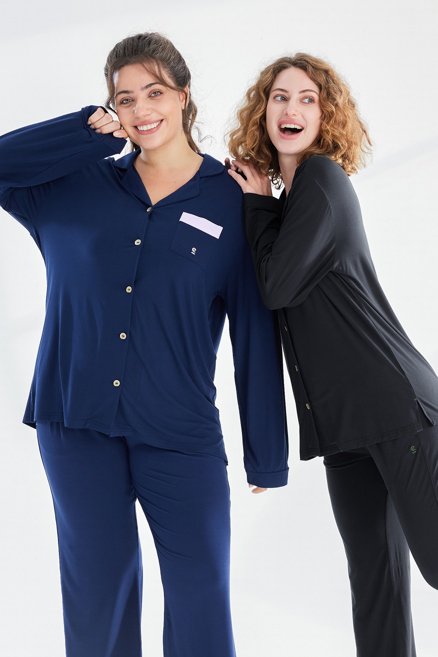 womens dreamsoft long sleeve sleep shirt navy 5