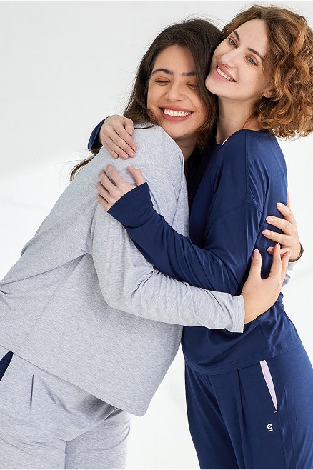 womens modal long sleeve sleep top grey marle 5