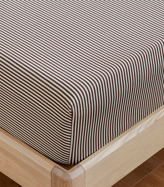 bamboo fitted sheet praline stripe