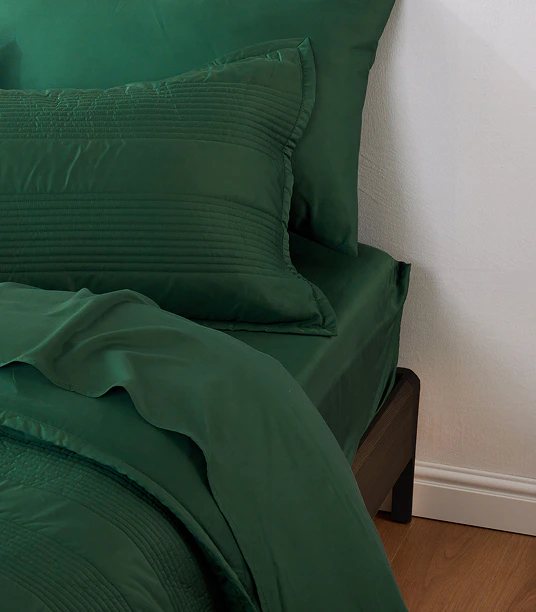 bamboo quilt cover quilted forest green