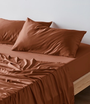 bamboo sheet set brown ochre