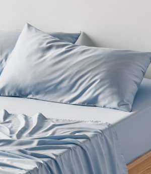 bamboo sheet set sky blue