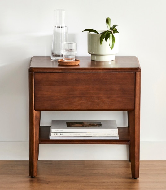 capsule bedside table walnut