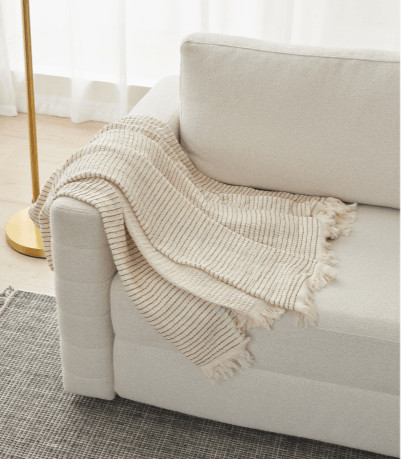 harmony waffle throw white & brown