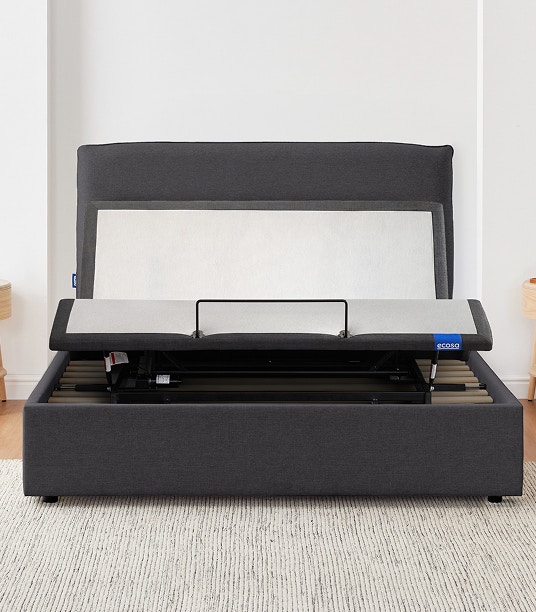 luna adjustable storage bed frame charcoal