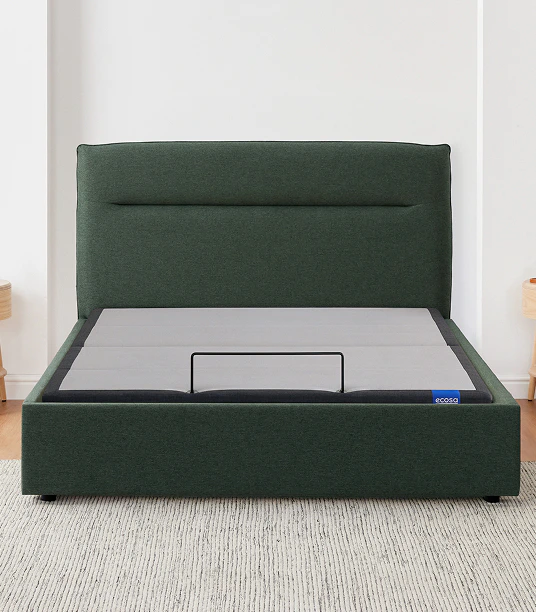 luna adjustable storage bed frame evergreen
