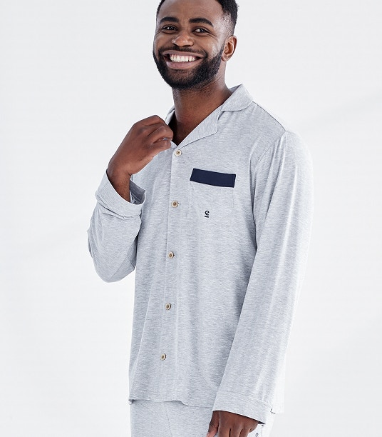 mens dream soft long sleeve sleep shirt grey marle