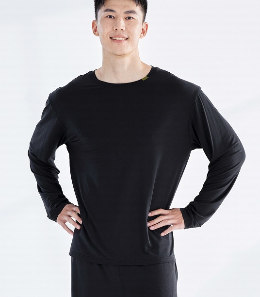 mens dream soft long sleeve sleep tee black