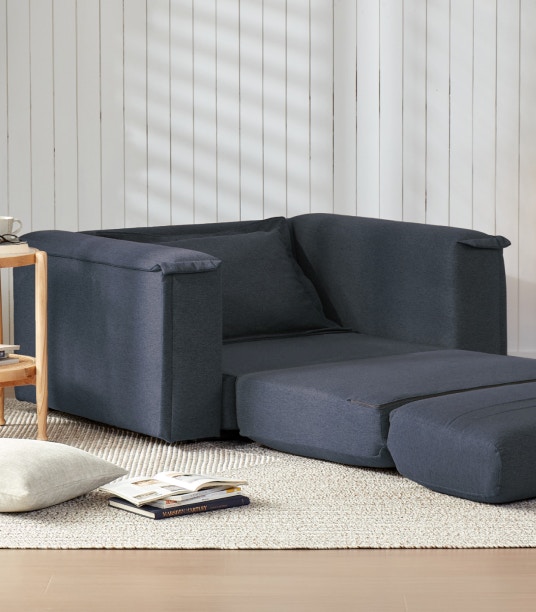 sydney armchair sofa bed indigo 02