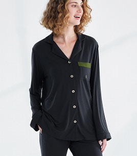 womens dream soft long sleeve sleep shirt black