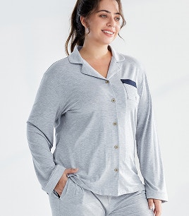 womens dream soft long sleeve sleep shirt grey marle