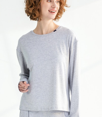 womens dream soft long sleeve sleep tee grey marle