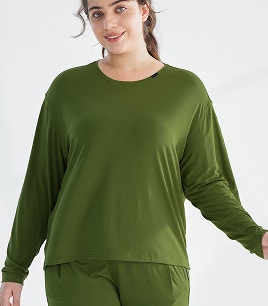 womens dream soft long sleeve sleep tee olive