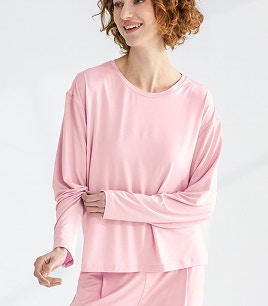 womens dream soft long sleeve sleep tee pink