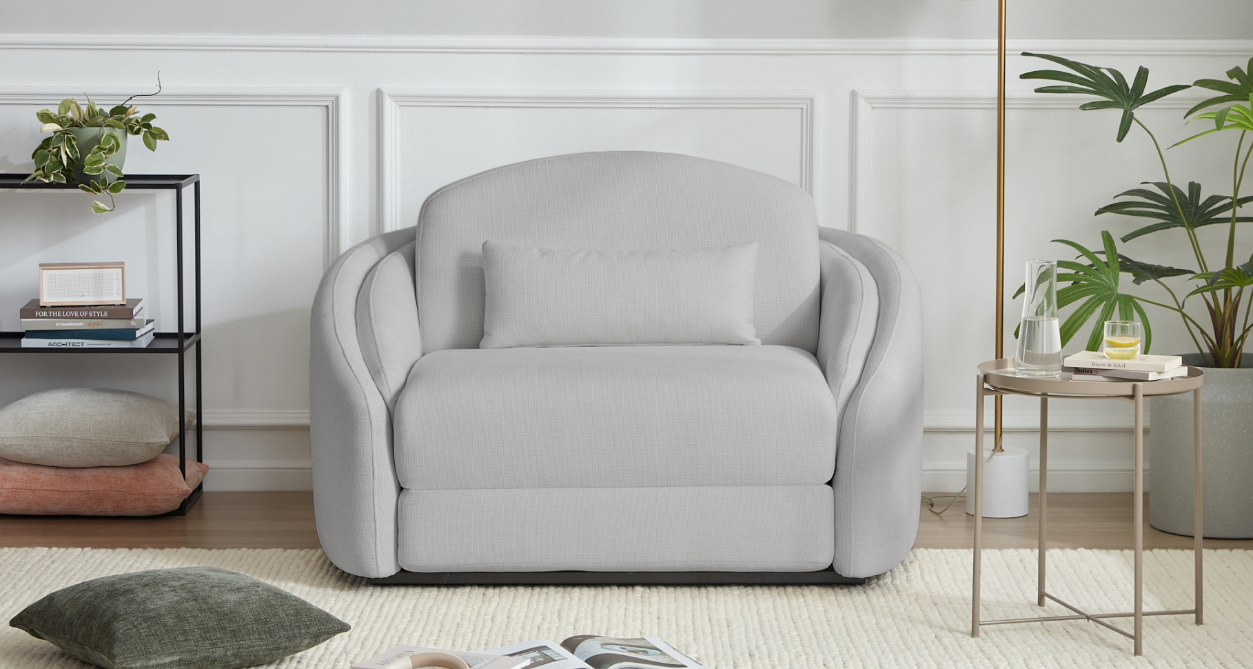 Grey bed online chair