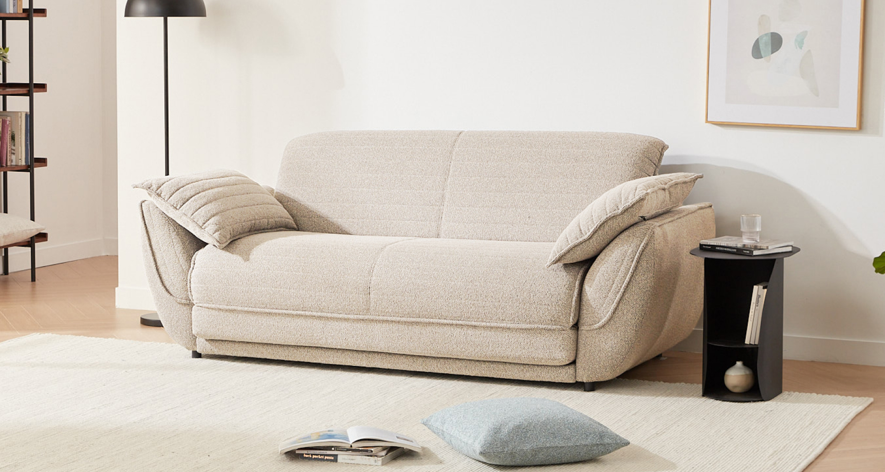 Beige 2 seater on sale sofa bed