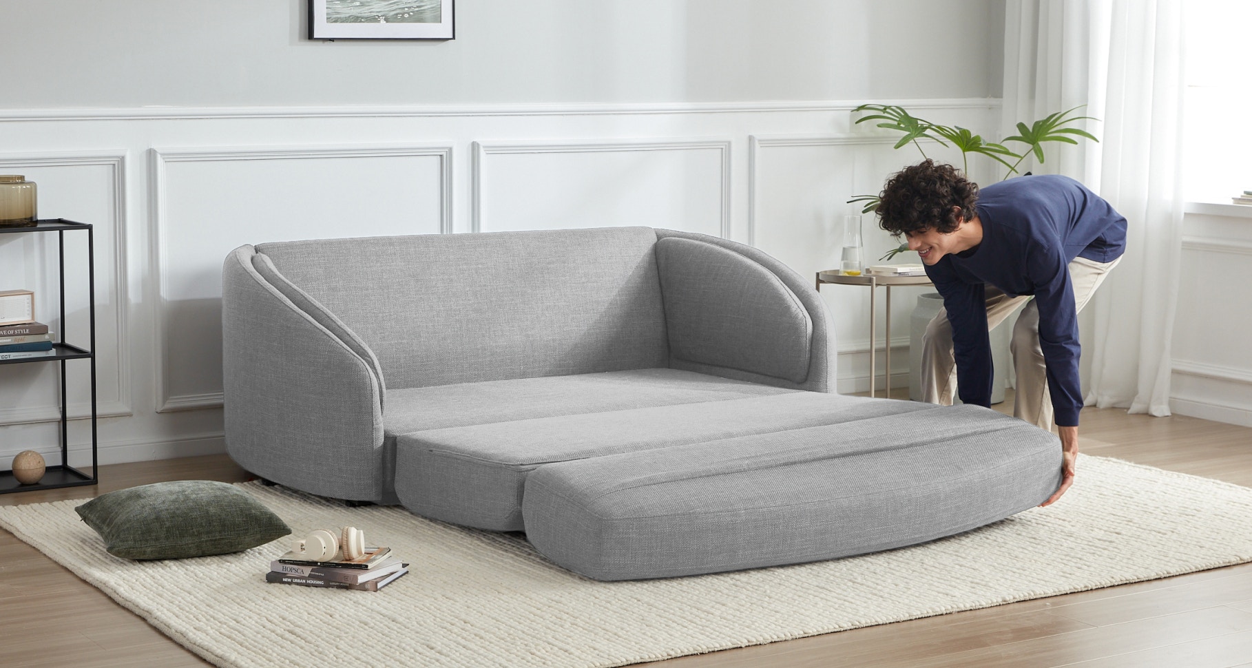 vienna sofa bed polar grey 3