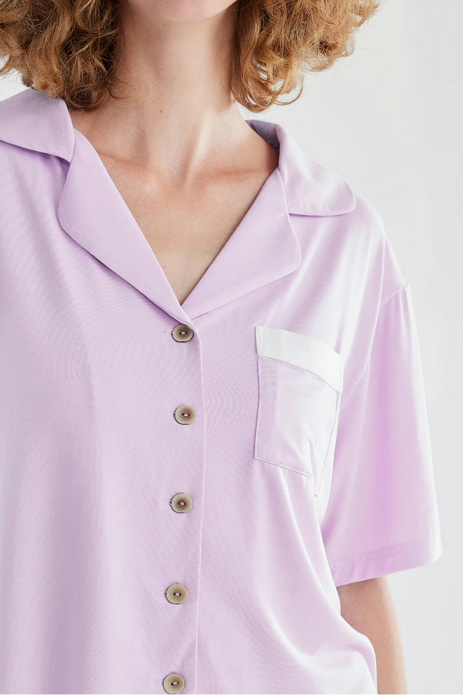 womens dreamsoft short sleeve sleep shirt lavender 2