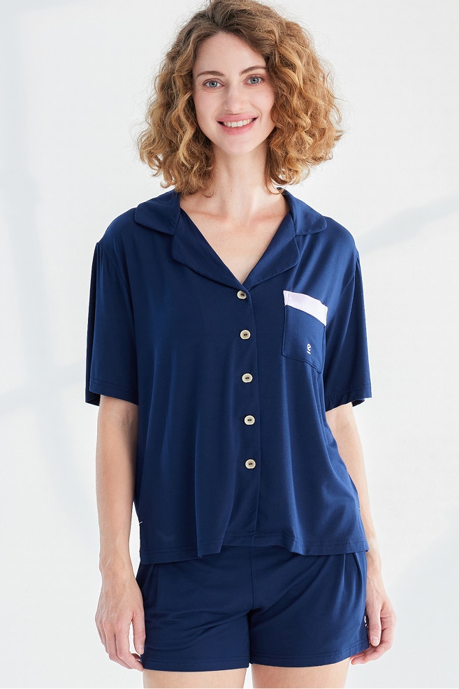 womens dreamsoft short sleeve sleep shirt navy 1