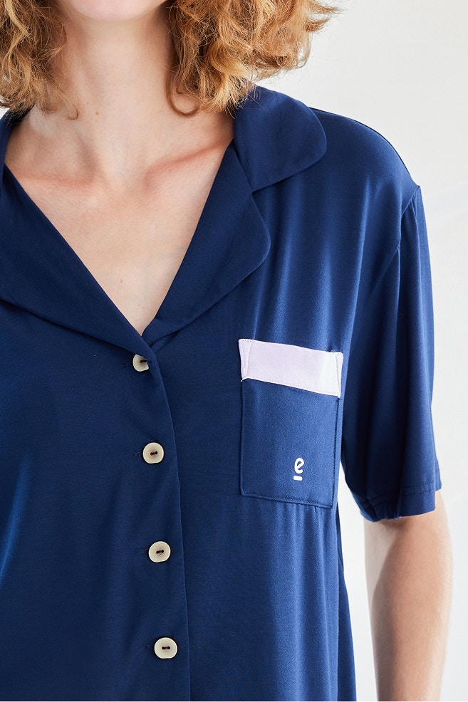 womens dreamsoft short sleeve sleep shirt navy 2